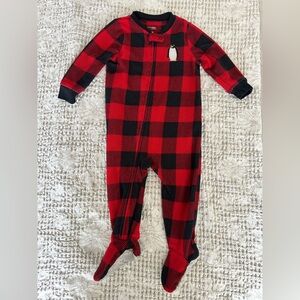 🦋Carter’s Red/Black Plaid Fleece Footie